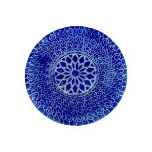 SYDENSTRICKER Fused Art Glass COBALT BLUE EMBASSY PLATE 12” Pebbled Lace